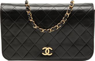 Chanel Pre-owned Womens Cc Quilted Lambskin Full Single Flap - Black Leather - One Size
