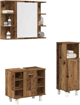 vidaXL Juego De Muebles De Ba&ntilde;o 3 Piezas Madera Ingenier&iacute;a Envejecida Vidaxl