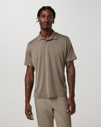 Vuori Clothing Short Sleeve Merino Wool Sweater Polo | Taupe | Medium