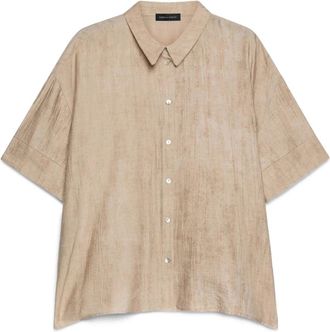 Fiorella Rubino Boxy Shirt - Dames - Overhemden - Beige - L - Nylon - Overhemden