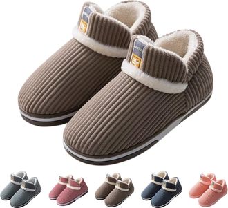 Generic Mens Warm Slippers Booties Mens Bootie Slippers Fleece Slipper Socks Slip On Thermal Sliders Hi-Top House Shoes Or Indoor & Outdoor Leisure Snow Boots