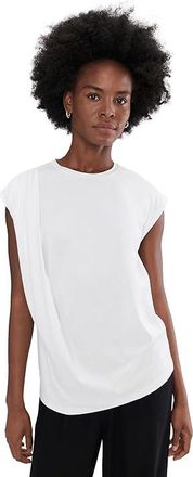 Vince Relaxed Short Sleeve Drape Top Womens Clothing White : MD, Acetate/Cotton
