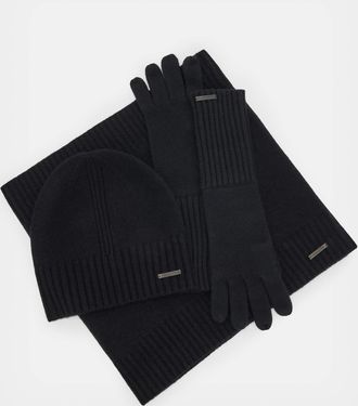 AllSaints Womens Cashmere Marcia Scarf, Gloves And Beanie Gift Set, Size: One Size