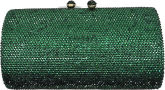 Generic Rhinestone Crystal Diamonte Fashion Women cylinder Crystal Sparkly Glitter Clutch Bag Party Evening Cocktail Bridal Wedding Handbag Purse (Emerald Gre