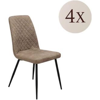 Dmora Set di Sedie Vendone, 4 Sedie, Imbottito, Effetto Velluto, Marrone