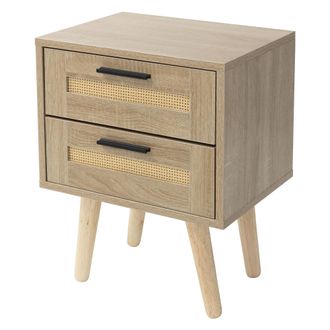 ML Design Ml-design - Mesita De Noche Con 2 Cajones 40x50,5x30 Cm Mueble Estilo R&uacute;stico De Madera Aspecto De Roble Y Rat&aacute;n, Armario Con Patas Para Sal&oacute;n, Comedo