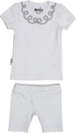 Maniere Kids Soutache T-Shirt & Shorts Set in White/Silver at Nordstrom, Size 4T