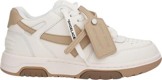 Off-white Womens Out Of Office Low Top White Sand Leather Sneakers - Beige - Size UK 5