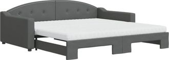 vidaXL Sof&aacute; Cama Nido Con Colch&oacute;n Tela Gris Oscuro 100x200 Cm Vidaxl