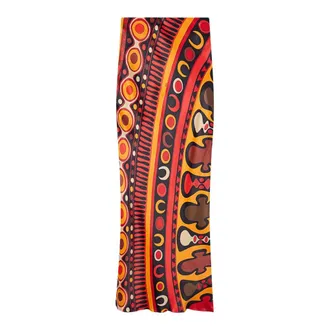 Pucci Maxi Skirts, female, Multicolor, Size: S Soleil Print Satin Skirt