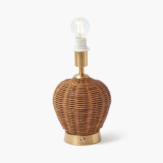 Mrs. Alice Rattan Ursula Rechargeable Lamp in Neutral at Nordstrom