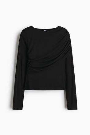 H&M Drapiertes Viskoseshirt - Schwarz