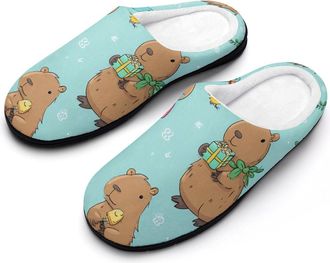 Generic Capybara Bird Cake Present Popsicle Slippers Men Winter Warm Cotton Anti-Slip Indoor Slip-Ons House Shoes