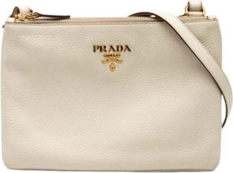 Prada Pre-owned Cross Body Bags, female, White, Size: ONE SIZE Pre-owned Vintage Leather Crossbody Bag