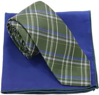 Ben Sherman Diagonal Plaid Tie & Pocket Square Set in Hunter Green Navy at Nordstrom Rack