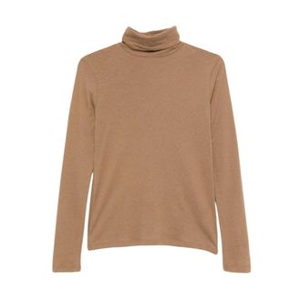 Majestic Filatures T-shirt Girocollo a Maniche Lunghe - - Knitwear - Donna - Beige - S