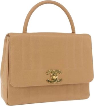 Chanel Pre-owned Vintage Hand Bag - Dames - Vintage Handtas - Beige - ONE Size - Leer - Vintage