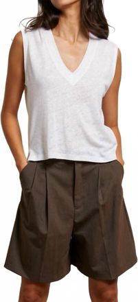perfectwhitetee Lucy Linen Jersey V-Neck Tank In Natural