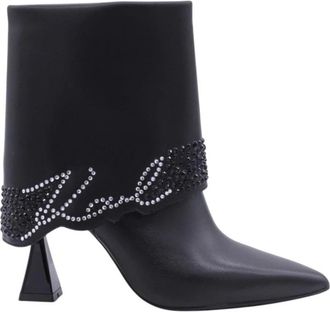 Karl Lagerfeld Enkellaars - Dames - Laarzen met Hak - Zwart - 37 EU - Schoenen