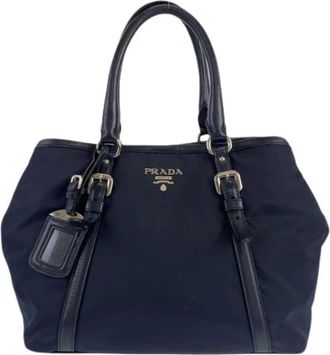 Prada Pre-owned Handbags, female, Blue, Size: ONE SIZE Pre-owned Vintage Nylon Handbag