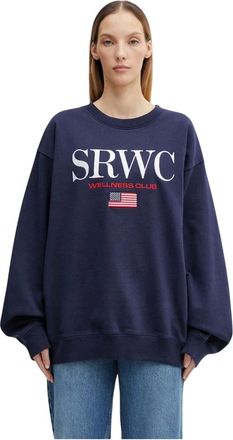 Sporty & Rich Hoodies & sweatvesten, Dames, Blauw, S, Katoen, Graphic Crewneck Sweatshirt