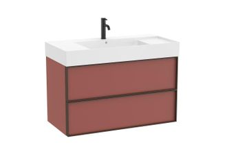 Roca Conjunto Mueble 1000x490 2 Cajones + Lavabo Blanco Inspira Terracota