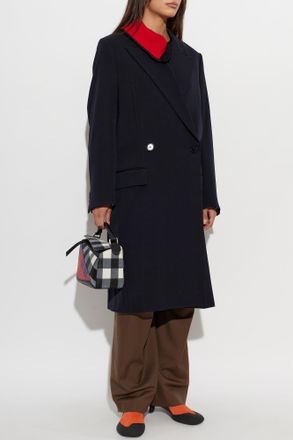Loewe Wool Coat With Single Vent, Womens, Navy Blue