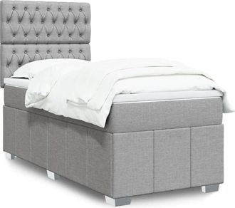 vidaXL Cama Box Spring Con Colch&oacute;n Tela Gris Claro 80x200 Cm Vidaxl