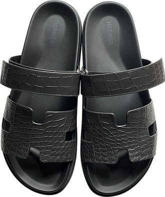 Hermès Graphite Matte Mississippiensis Alligator Chypre Sandals Size 43