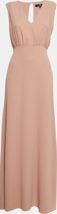 Elisabetta Franchi Beige Crepe Sleeveless Maxi Dress