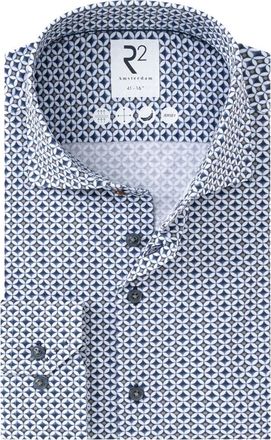 R2 Amsterdam Overhemden, Heren, Blauw, 2Xs, Casual Shirt