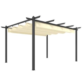 OUTSUNNY P&eacute;rgola 396x296x220 cm crema