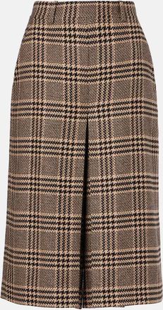 Saint Laurent Pantaloni culottes in seta e cashmere a vita media