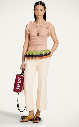 La DoubleJ Eight Counts Crop Top in Color Block Pink at Nordstrom, Size Xx-Small