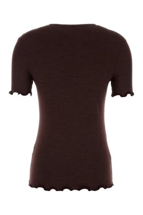 Jil Sander Womens Aubergine Stretch Silk Blend T-Shirt Plum Exterior: Linen Elastane