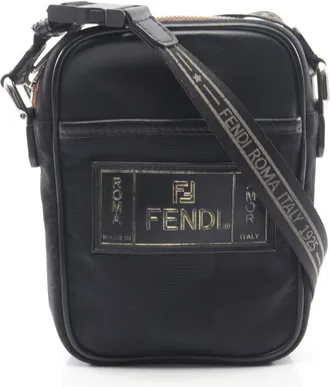 Fendi Black Nylon Leather Handbag Shoulder Bag (Pre-Owned)