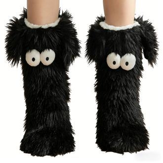 Generic Friends Cozy Socks with Eyes, Cute Big-Eyes Non-Slip Winter Socks for Women, Friends Socks Ultra Warm Plush Fuzzy Slipper Socks, Womens Winter Kawaii 