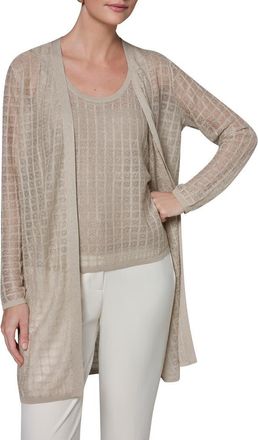 DKNY Grid Pattern Metallic Cardigan in Tuscan Grey at Nordstrom, Size X-Small
