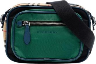 Burberry Pre-owned Cross Body Bags, female, Green, Size: ONE SIZE Pre-owned Nylon Crossbody Bag
