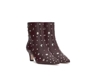 Jessica Simpson Viviana Kitten Heel Studded Bootie Womens Boots Dark Cherry : 5.5 M, Leather