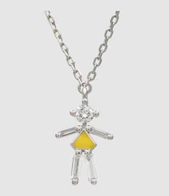 Little Ones Paris Collier Pendentif Fille Argent Indian Yellow 45cm