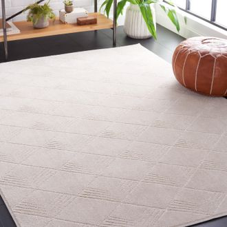 Safavieh Pattern And Solid Machine Made Area Rug, Ivory Contemporary Style Easy Care