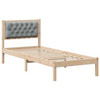 vidaXL Estructura De Cama Gris Claro 75 X 190 Cm Madera De Pino Macizo Vidaxl