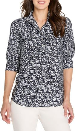 Nic+Zoe Etched Hearts Shirt in Indigo Multi at Nordstrom, Size Xx-Large