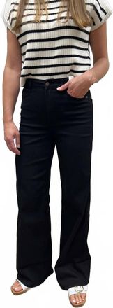 Judy Blue High Waisted Retro Wide Leg Cuffed Jeans In Black