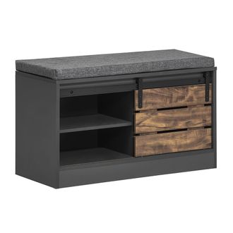 SoBuy Banco zapatero con 1 puerta madera gris