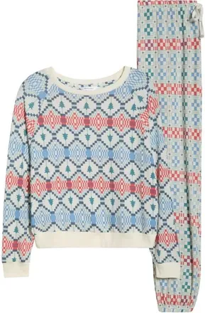 Honeydew Intimates Star Seeker Brushed Jersey Pajamas in Ice Mint Geometric at Nordstrom, Size X-Small