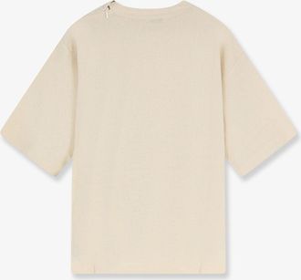Hev&ograve; Mens T-Shirt Ripalta Linen-Blend Beige T-Shirts And Polos