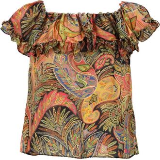 Etro Multicolor Paisley Off Shoulder Top