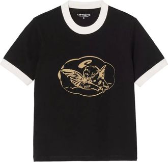 Carhartt Work in Progress ringer print T-shirt - women - Organic Cotton - S - Black